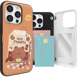 [S2B] Line Friends Happy Tea Time Magnet Card Case_Card Storage Case, Magnetic Lock Door, Double Structure_Made in Korea